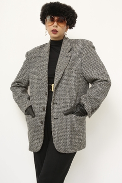 Blazer cinza forrado ombreira vintage - Capichó Brechó