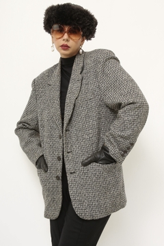 Blazer cinza forrado ombreira vintage