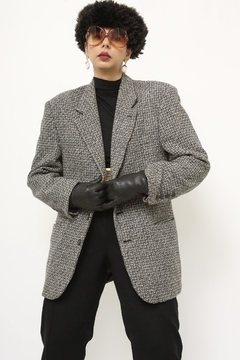Blazer cinza forrado ombreira vintage - comprar online