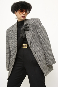 Blazer cinza forrado ombreira vintage - Capichó Brechó