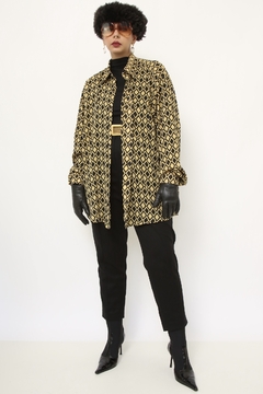 Camisa amarela e preta vintage longa - comprar online