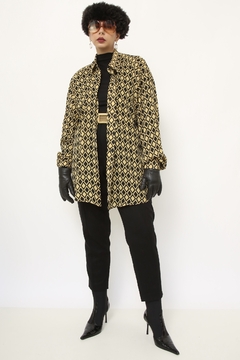 Camisa amarela e preta vintage longa