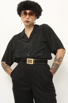 Camisa preta seda classica - comprar online