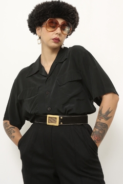 Camisa preta seda classica - comprar online