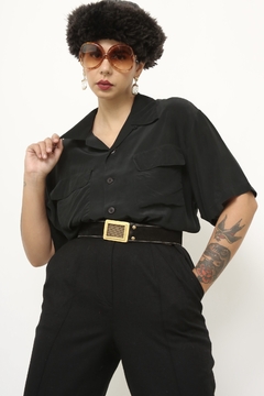 Camisa preta seda classica - Capichó Brechó
