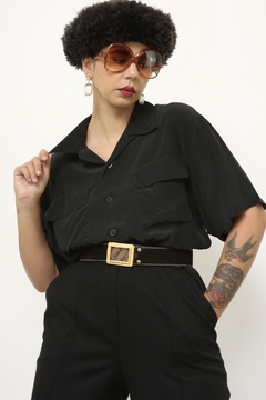 Camisa preta seda classica - loja online