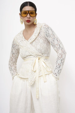 camisa renda transpassada vintage - comprar online