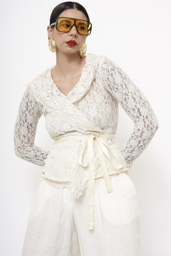 camisa renda transpassada vintage - comprar online
