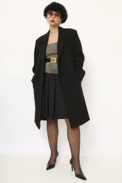 Casaco preto lã vintage longo - comprar online