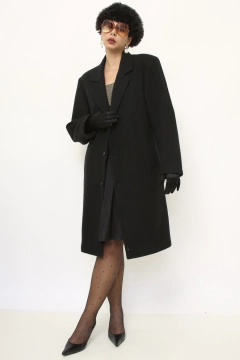 Casaco preto lã vintage longo - loja online