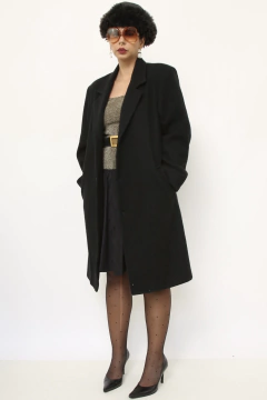 Casaco preto lã vintage longo - comprar online