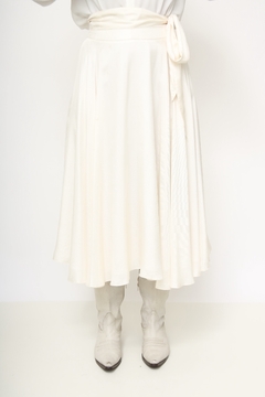 Saia midi Jane Fonseca off white - loja online