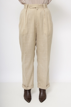 Calça bege rustica cintura alta elastico - loja online
