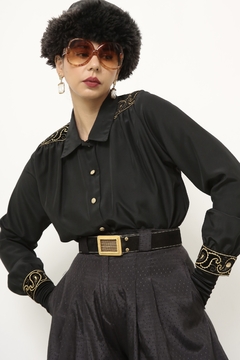 Imagem do Camisa western preto dourada