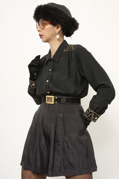 Camisa western preto dourada