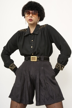 Camisa western preto dourada