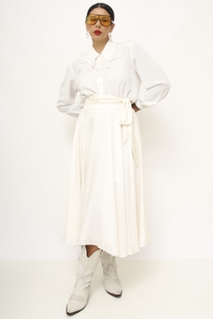 Saia midi Jane Fonseca off white - loja online