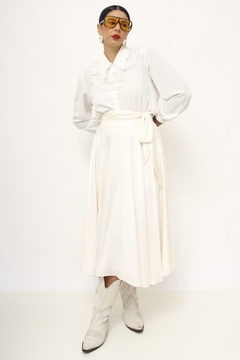 Saia midi Jane Fonseca off white - comprar online