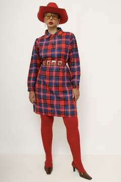 Vestido xadrez manga longa - comprar online
