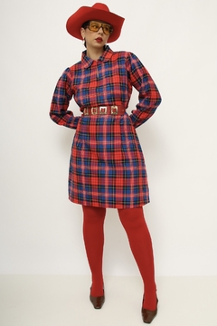 Vestido xadrez manga longa - comprar online