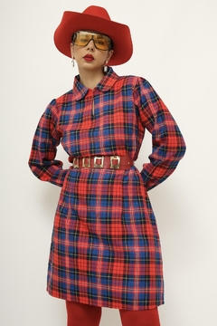 Vestido xadrez manga longa