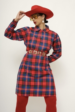 Vestido xadrez manga longa - comprar online