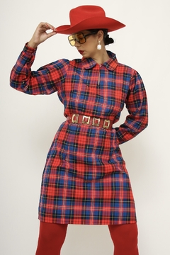Vestido xadrez manga longa - Capichó Brechó