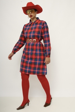 Vestido xadrez manga longa - loja online