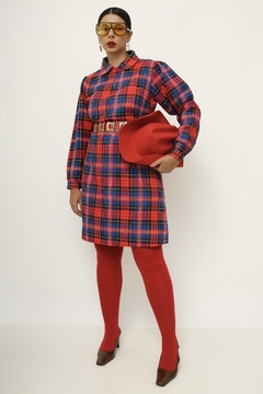 Vestido xadrez manga longa - loja online