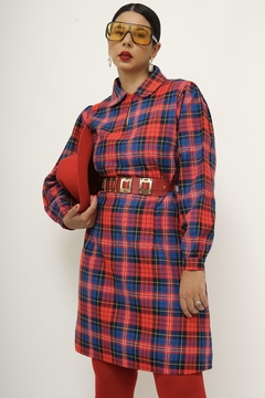 Vestido xadrez manga longa - comprar online