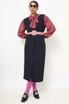 Vestido azul marinho vintage - loja online