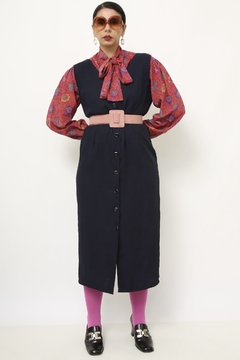 Vestido azul marinho vintage - loja online