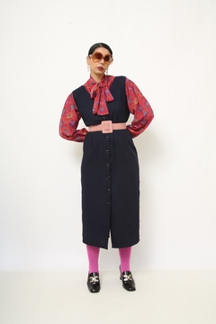 Vestido azul marinho vintage - comprar online