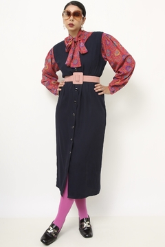 Vestido azul marinho vintage