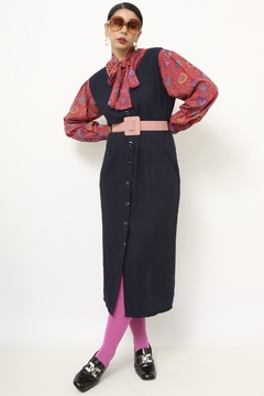 Vestido azul marinho vintage - Capichó Brechó