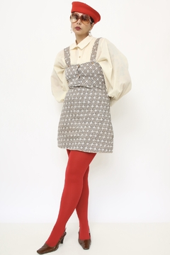 Vestido vintage estampado marrom - comprar online