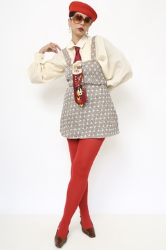 Vestido vintage estampado marrom - loja online