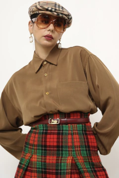 Camisa manga longa poliester verde - comprar online