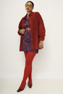 Camisa vermelha couro camurça - loja online