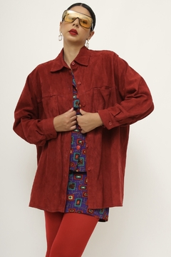 Camisa vermelha couro camurça - loja online