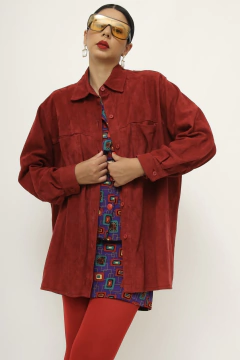 Camisa vermelha couro camurça - loja online