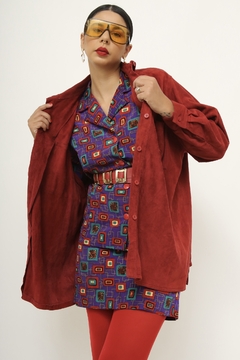 Camisa vermelha couro camurça - comprar online