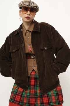 Jaqueta marrom veludo cotele vintage forrada - comprar online
