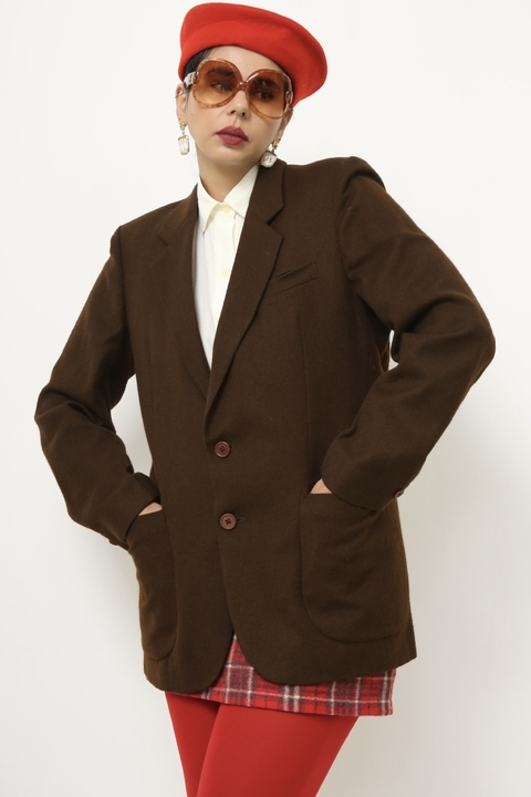 Blazer lã marrom chester vintage