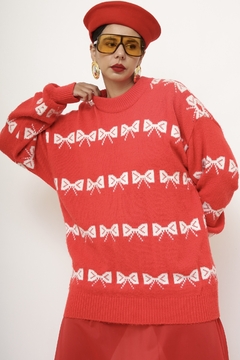 Pulover laços vermelho vintage na internet