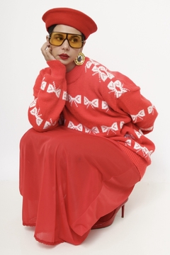Pulover laços vermelho vintage na internet