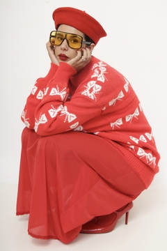 Pulover laços vermelho vintage