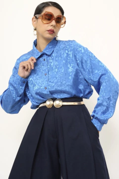 Camisa azul acetinada CEA vintage - comprar online