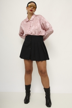 Camisa pijama rosa acetinada