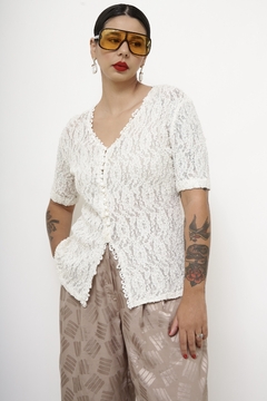 Camisa renda off white vintage